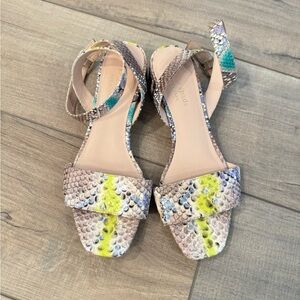 Kate Spade Green and Gray Snakeprint Ankle Strap Low Heels Size 7
